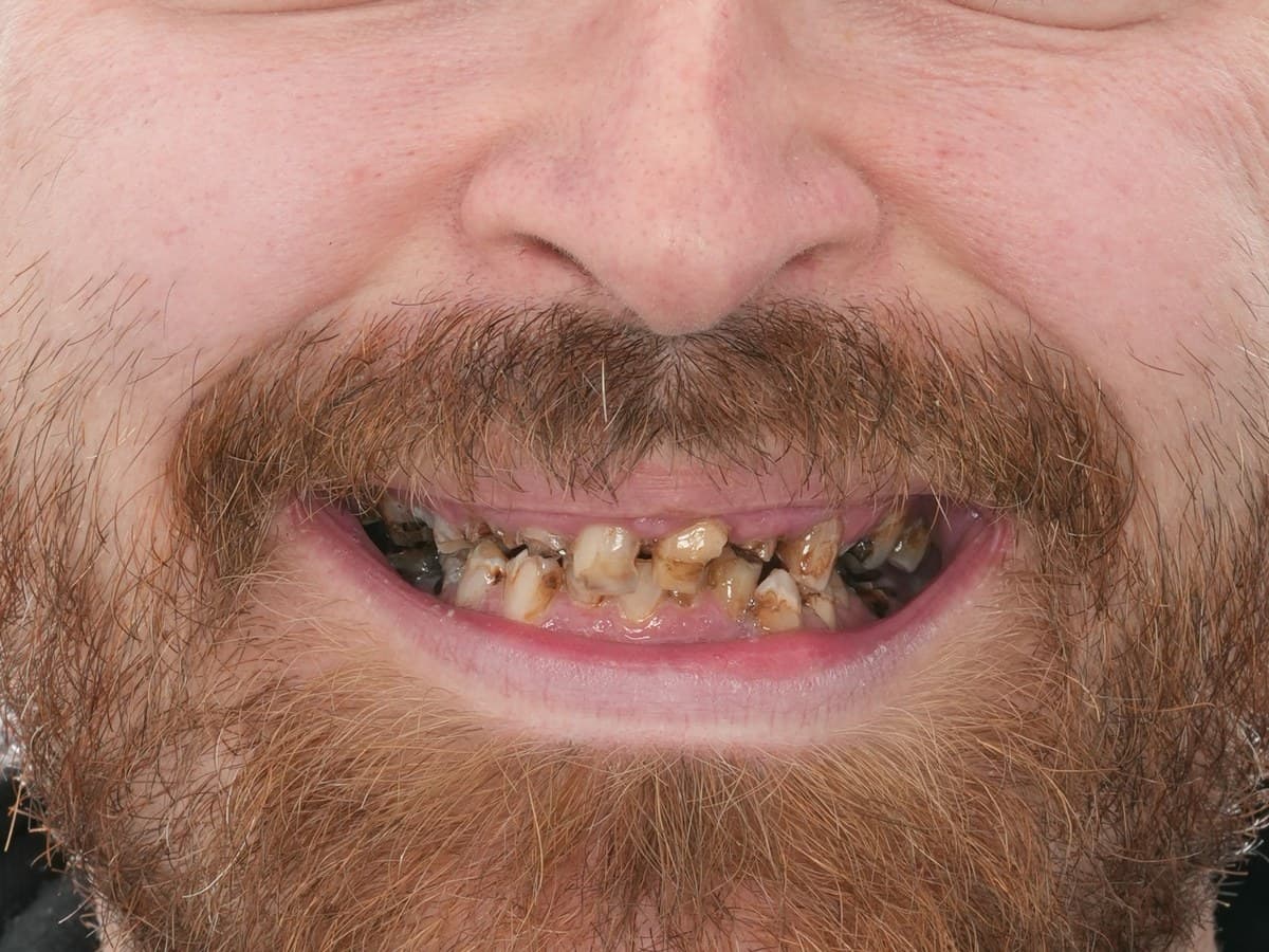 Full-arch implant rehabilitation, before treatment